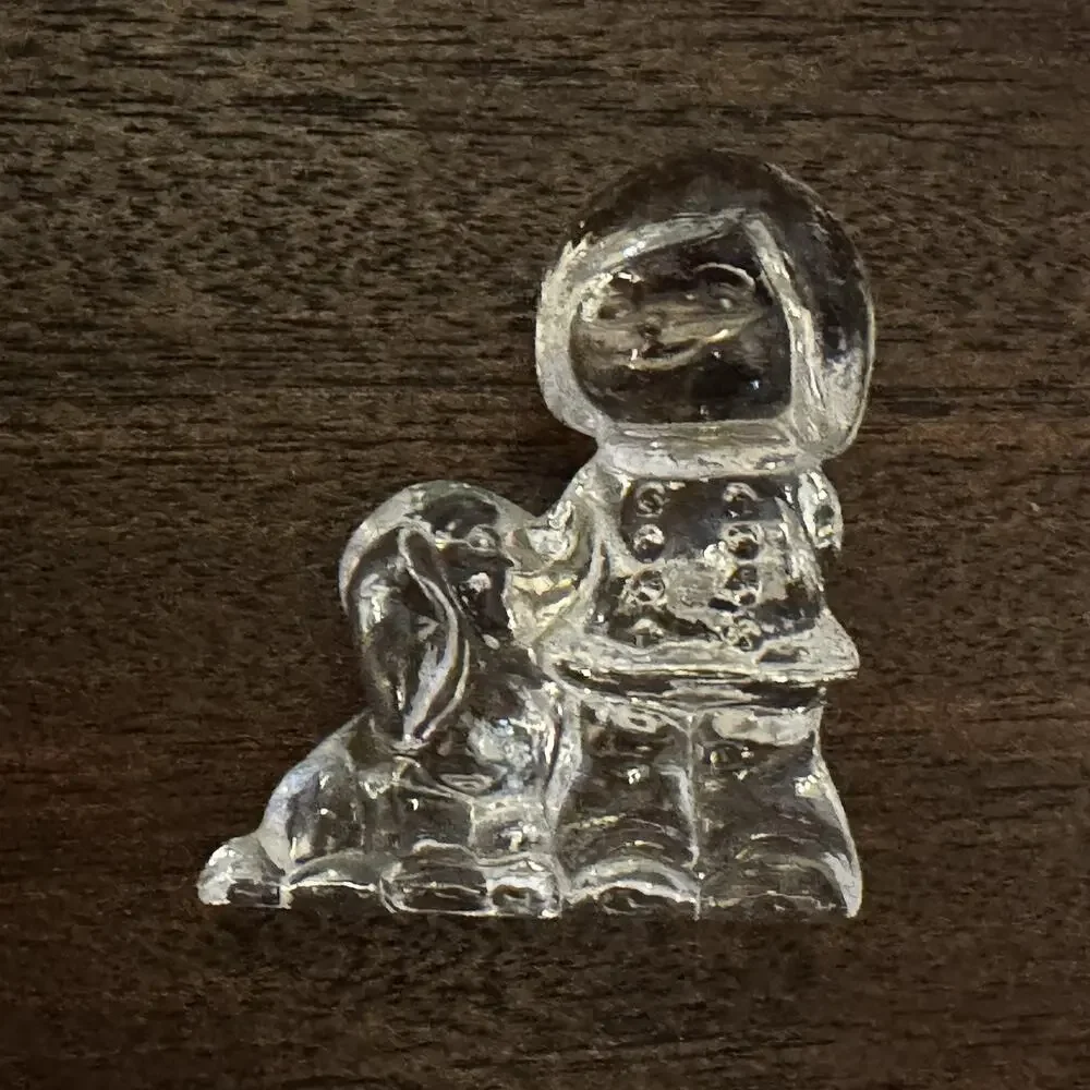 Vintage Clear Glass Girl with Puppy Dog Figurine 2 1/2